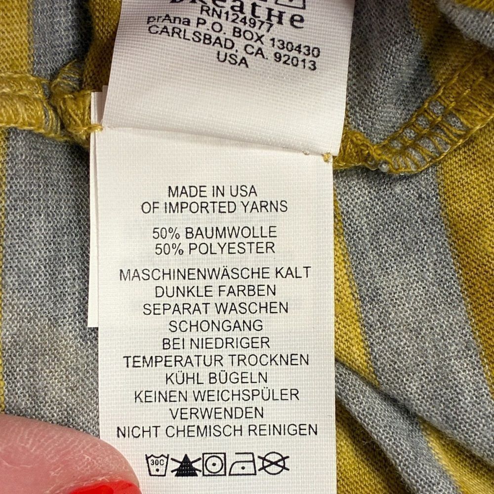 PRANA Long Sleeve Henley Top Striped Yellow Gray Women’s Size Medium - Picture 6 of 7